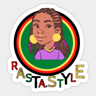 woman of Rastafari culture accompanied by multicolored writing Sticker